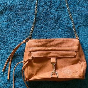 Small faux leather purse with long chain strap